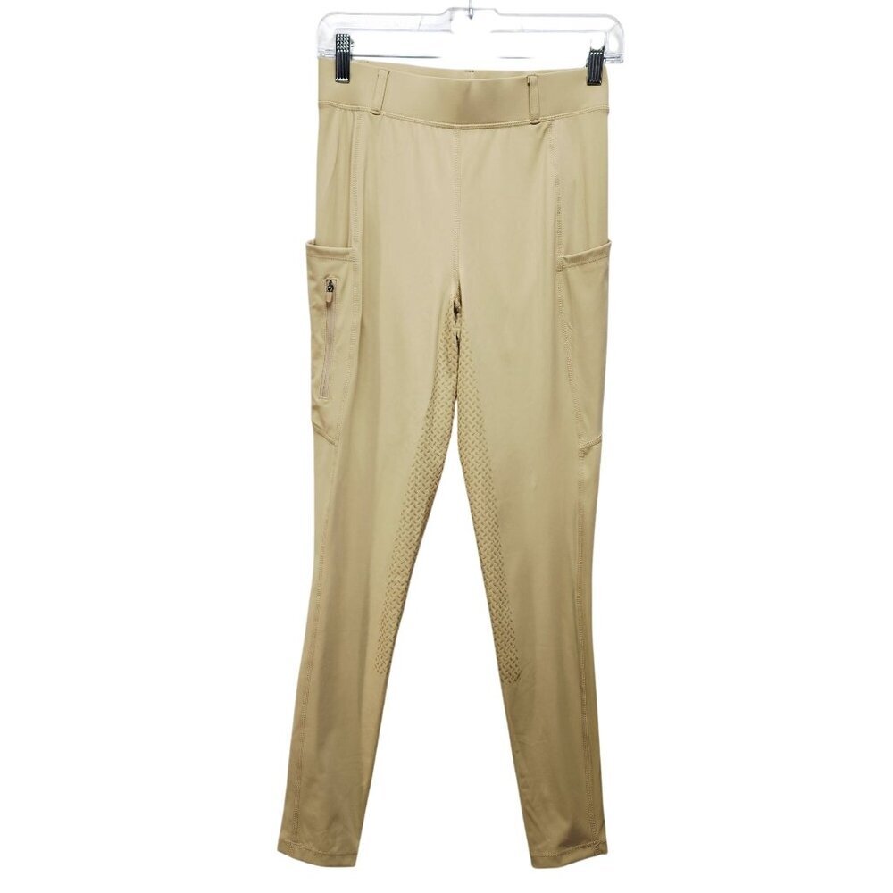 Santiny Womens Beige Riding Pants leggings Size S With Pockets & Stretch